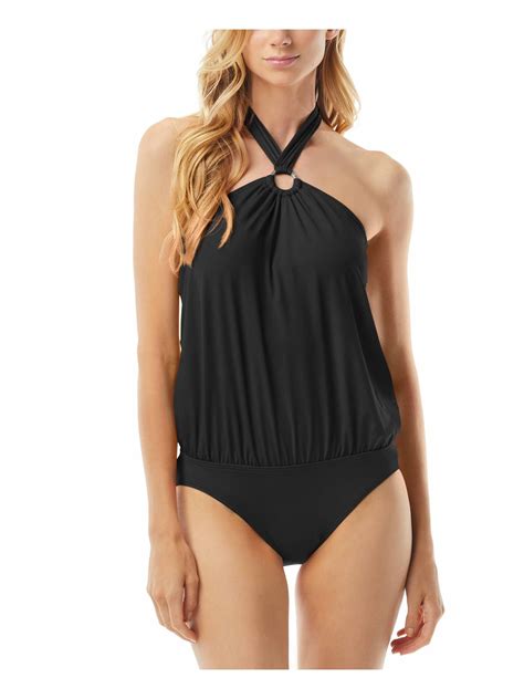 MICHAEL MICHAEL KORS Women's Black Stretch Blouson Lined Full Coverage