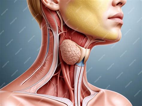 Swollen Thyroid Gland in Neck Medical Illustration | Premium AI