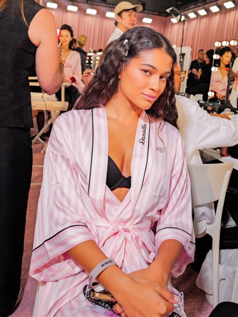 Daniella Halfon in Striped Robe Backstage at Victoria Secret Show 2025