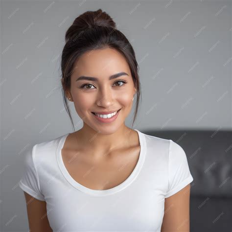 Premium Photo | A beautiful smiling latin woman in a white tshirt