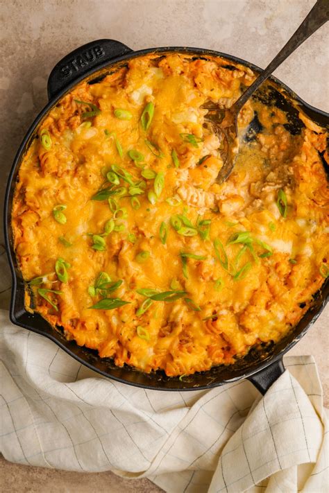 High Protein Buffalo Chicken Mac and Cheese