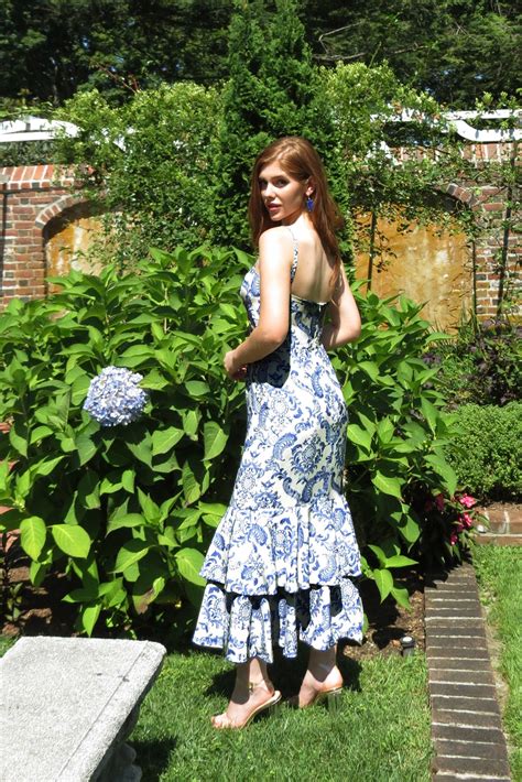 Zoey Blue & White Strapless Midi Bridal Shower & Wedding Guest Dress