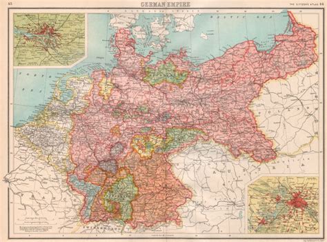 GERMANY. German Empire; inset Hamburg; Berlin. BARTHOLOMEW 1898 old map