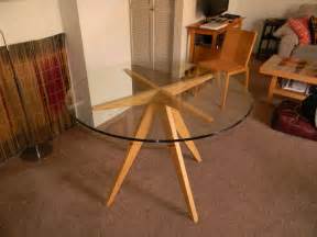 Round Dining Table Glass Top Wood Base - Glass Designs