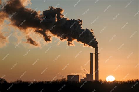 premium photo industrial chimney emitting dark smoke contrasting
