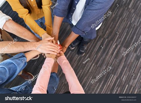 Diverse Group Business People Students Stacking Stock Photo 2206100437 ... 