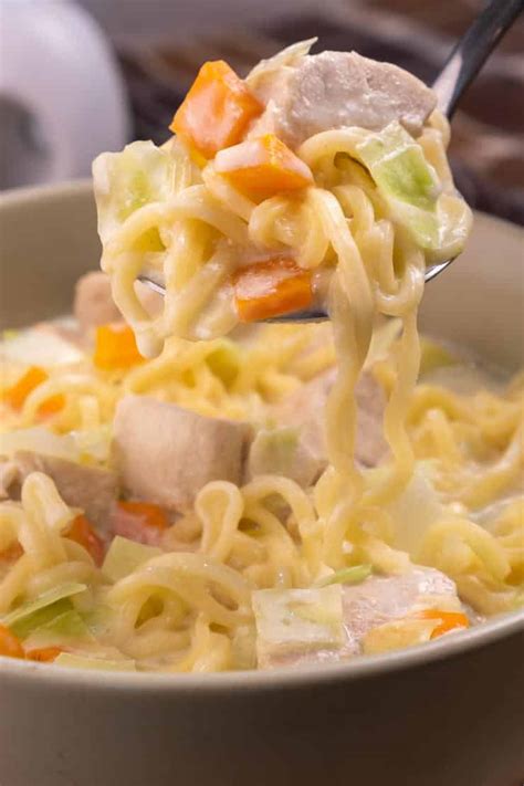 Creamy Chicken Ramen Soup - Easy Meal Recipe - Dinner - Lunch - Party Food