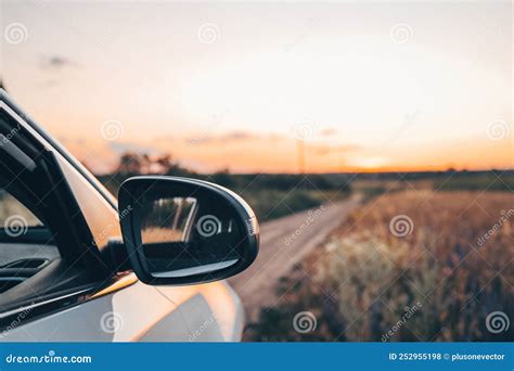 Tourism Car on Highway with Sunset Landscape Stock Photo - Image of ...