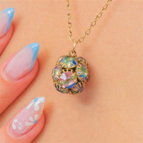 Rare Antique Iris Glass Cluster Pendant