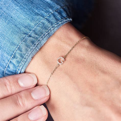 Diamond Letter Bracelet Tiny Diamond Initial Bracelet - Etsy