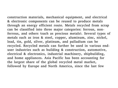 PPT - Recycled metal market overviews and complete forecast report for