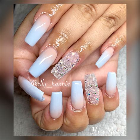 Coffin Nails Ombre With Diamonds