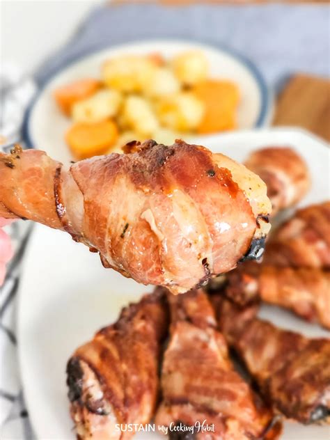 Easy Oven-Baked Bacon Wrapped Drumsticks - Sustain My Cooking Habit