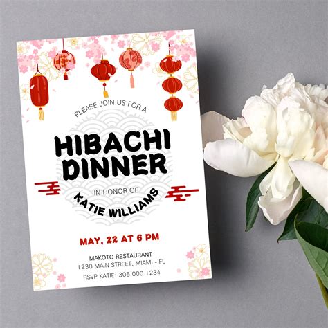 Hibachi Dinner Celebration Invitation Japanese Restaurant Theme Party