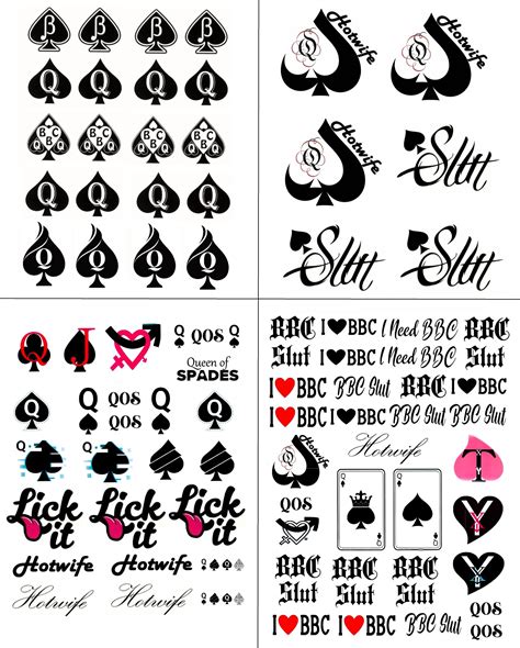 Amazon.com : 20 x Set Queen of Spades Temporary Tattoos - Hotwife - BBC