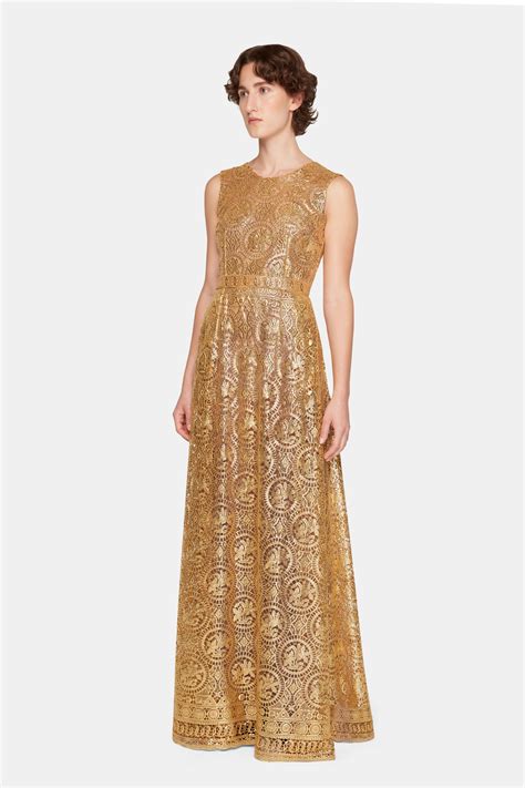 Torres Dress In Gold Foiled Guipure | Emilia Wickstead