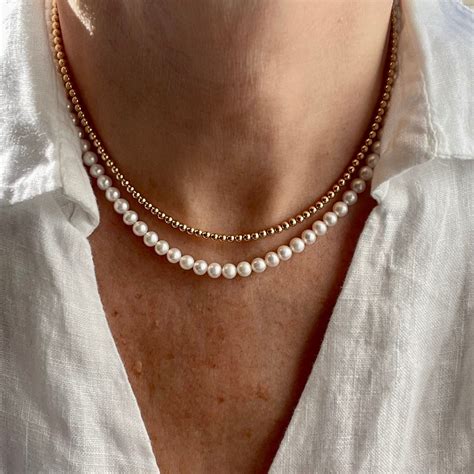 5.5mm AAA Freshwater Pearl Necklace, White Round Small Bridal Pearl