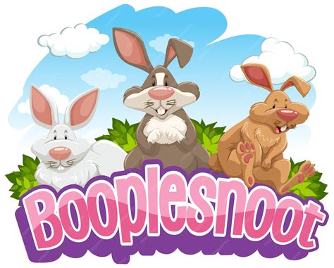 Free Vector | Many rabbits cartoon character with booplesnoot font