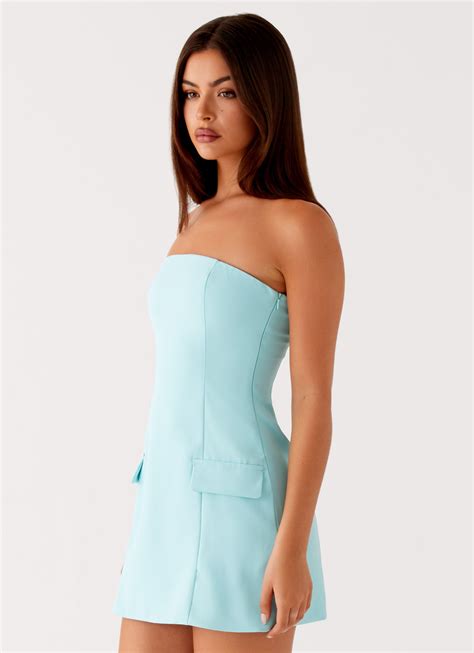 Allora Strapless Mini Dress - Turquoise – Peppermayo US
