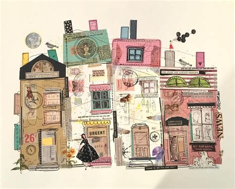 cityscape drawing diy stationery junk journal paper collage house