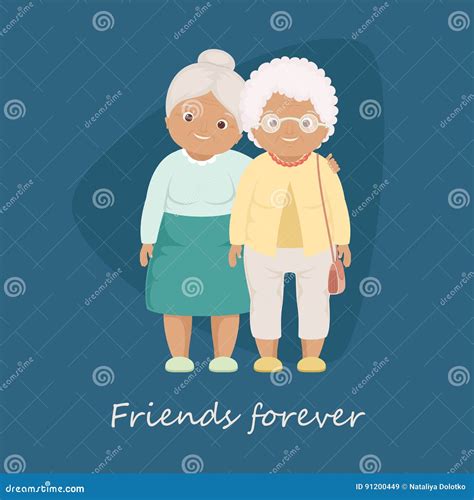 Two grandmothers friends stock vector. Illustration of grandma - 91200449