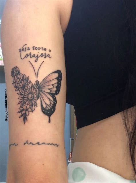 Tatuagem Seja Forte E Corajosa Com Borboleta