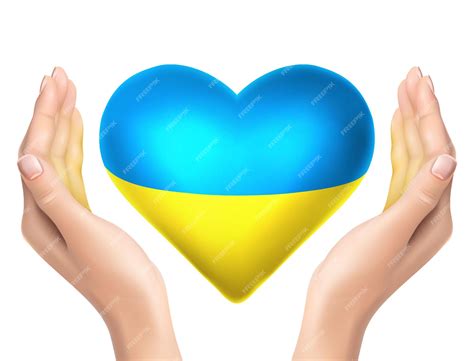 Векторная иконка украинский мирный флаг в форме сердца с реалистичными ...