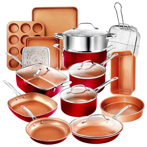 Panelas E Frigideiras - Conjunto de Panelas e Frigideiras Antiaderentes e Utensílios, 20 Peças ...