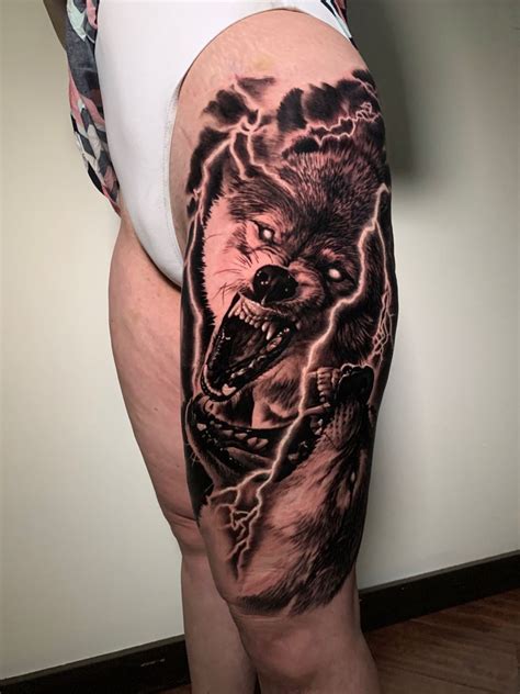 Love my Wolf Storm Tattoo 😍 | Hip thigh tattoos, Meaningful tattoos for ...