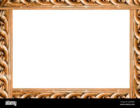 White Landscape Frame With Ornate Wooden Edges Stock Photo - Alamy