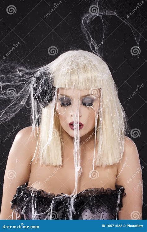 Young woman in the cobweb stock photo. Image of fantasy - 16571522