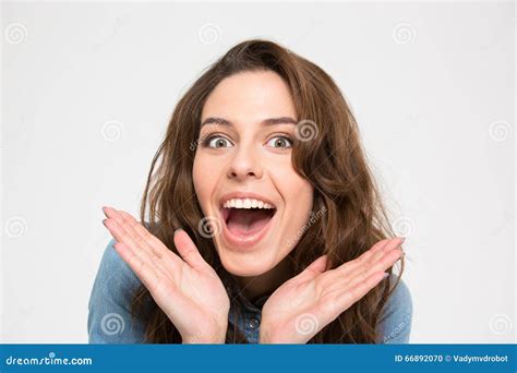 Closeup Portrait of Happy Excited Young Woman Stock Photo - Image of ...