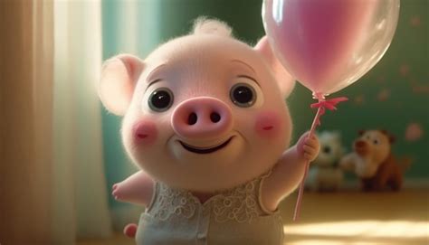 Premium Photo | Super fluffy cute pixar style white pig generative ai