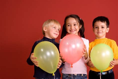 Smiling Children With Ballons Stock Photo - Image of adorable ...