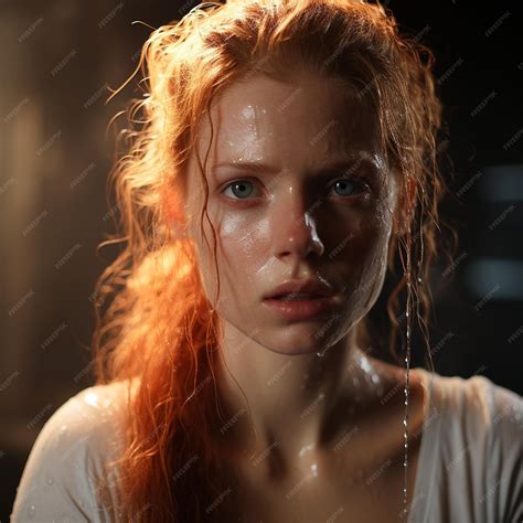 Premium AI Image | photo of a beautiful white woman sweating a lot