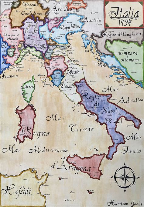Map of Italy 1494; Italian Renaissance; Italian States - Etsy