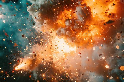 close    firecracker explosion  golden confetti