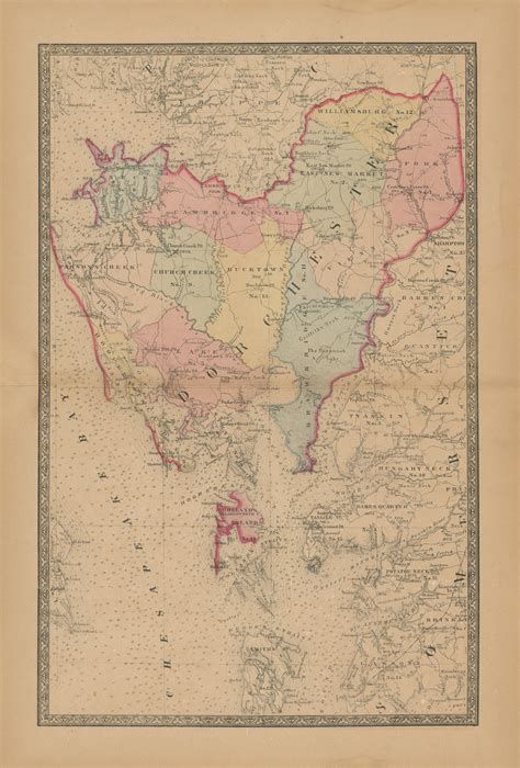 DORCHESTER COUNTY, Maryland 1866 Map, Replica or Genuine Original