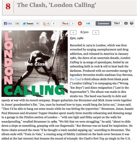 The 500 greatest albums – no. 8 “London Calling” (The Clash ...