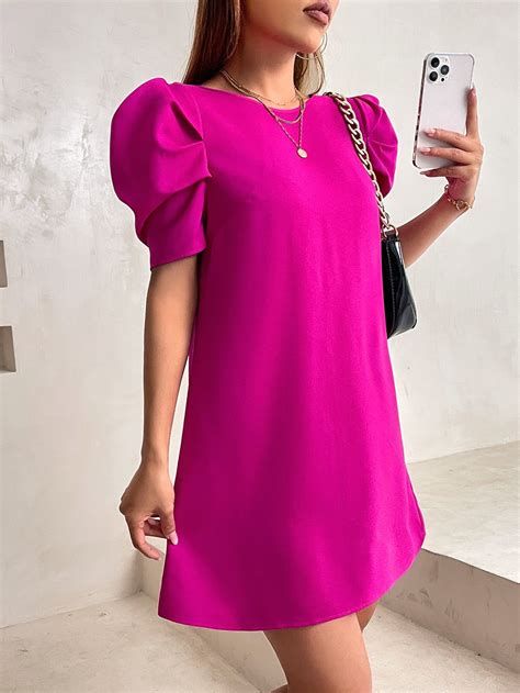 Bow Backless Puff Sleeve Dress | One piece frock, Dress indian style