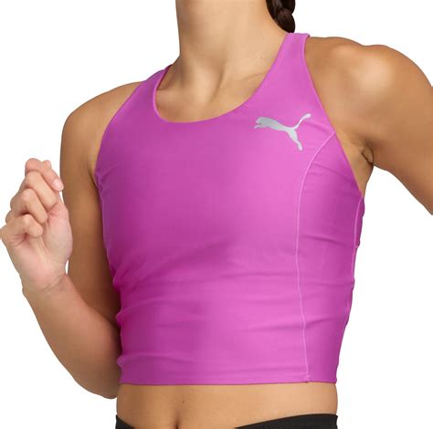 puma raceday ultraform womens running crop top purple start fitness