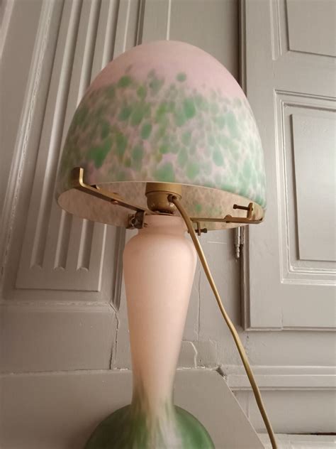 lampe champignon en pate de verre signee vianne selency