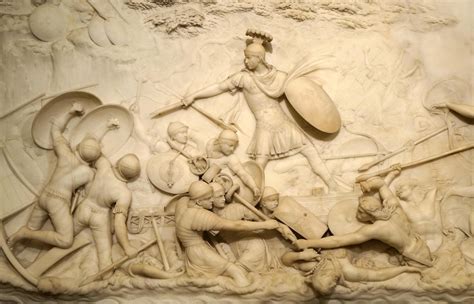 Marble relief depicting Julius Caesar invading Britain by John Deare