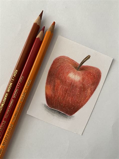 apple color pencil drawing