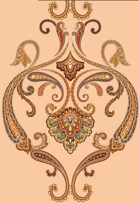 paisley art print ornate design  beige background