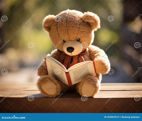 Cute Teddy Bear Reading a Book. Stock Illustration - Illustration of ...