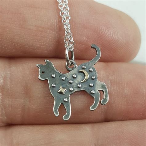 cat necklace sterling silver cat necklace cat lover gift etsy