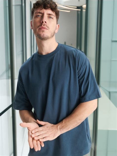 Футболка oversize Колір індиго - SINSAY - 0908Z-57X