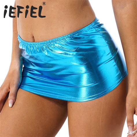 Sexy Women Patent Leather Wetlook Mini Skirt Bodycon Pencil Clubwear
