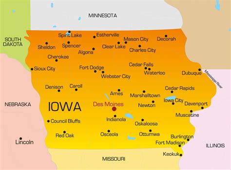 Iowa Map - Guide of the World